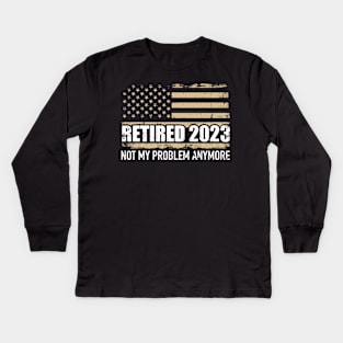 Retired 2023 us american flag Kids Long Sleeve T-Shirt